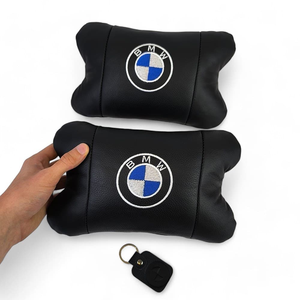 Набір автомобільних подушок з натуральної шкіри BMW фото