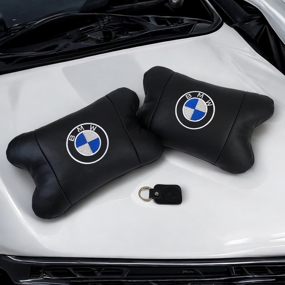 Набір автомобільних подушок з натуральної шкіри BMW фото