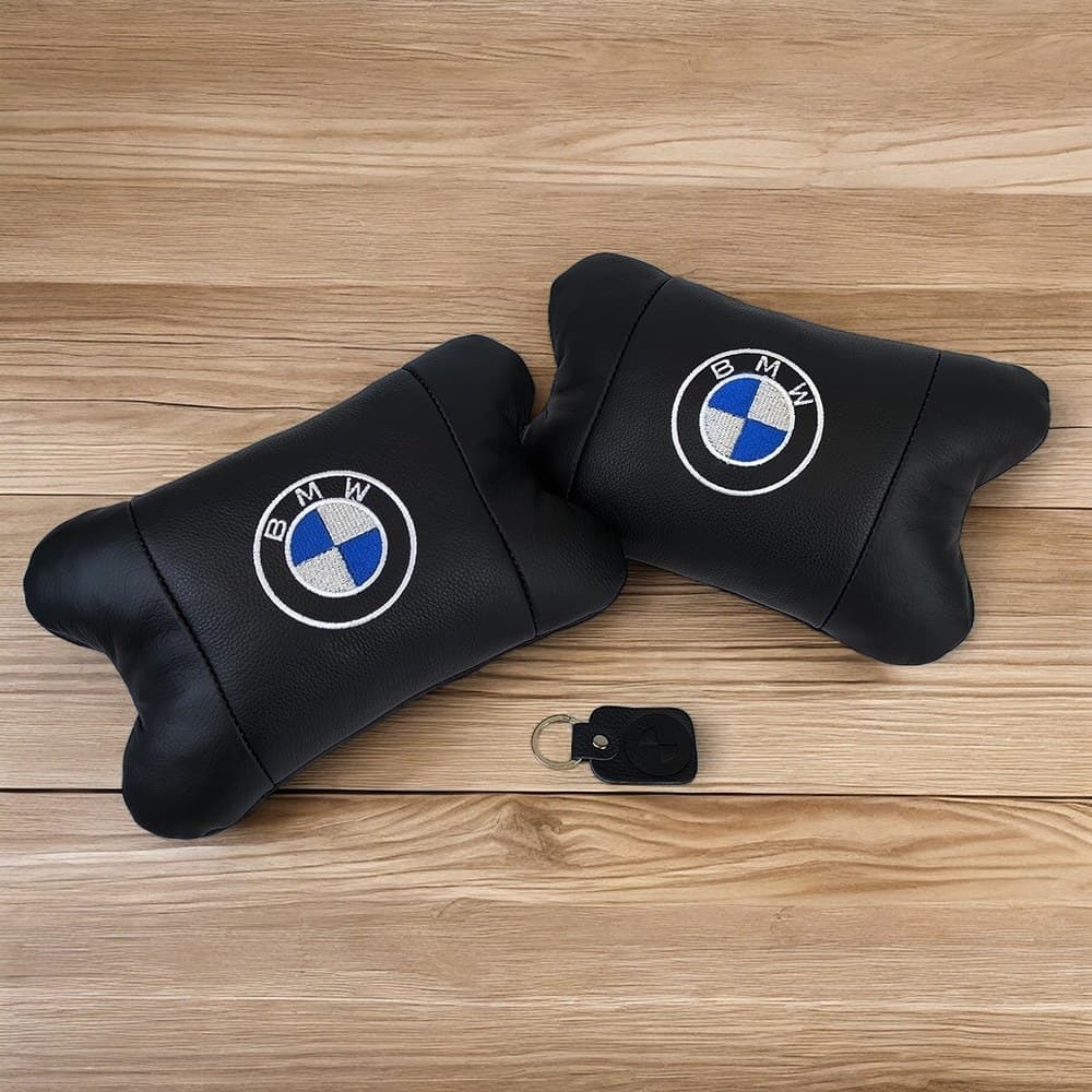 Набір автомобільних подушок з натуральної шкіри BMW фото