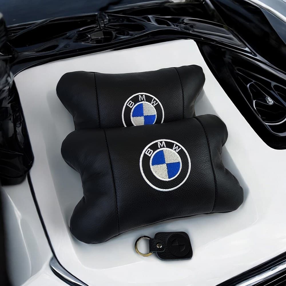 Набір автомобільних подушок з натуральної шкіри BMW фото