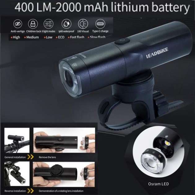 Велофара потужна LEADBIKE M03-OSRAM 800LM фото