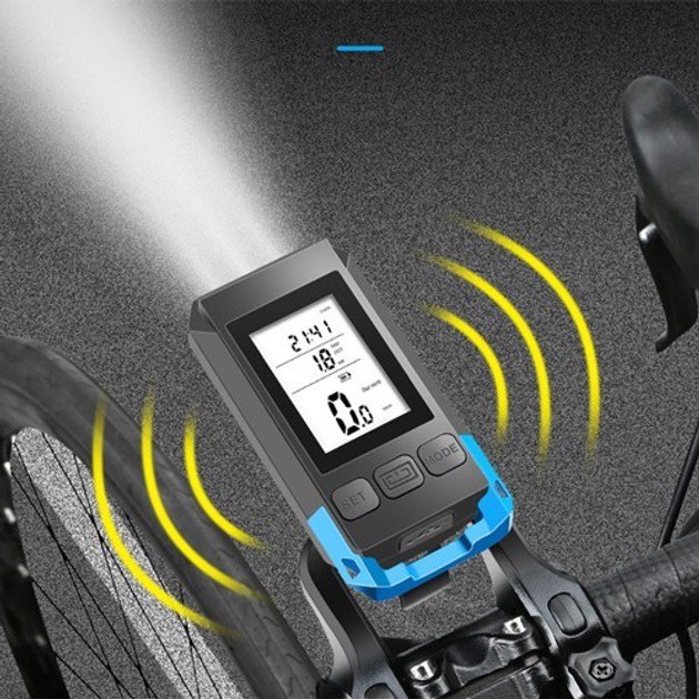 Велофара з комп'ютером та сигналом MT-088-T6, 450Lum фото