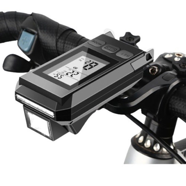 Велофара з комп'ютером та сигналом MT-088-T6, 450Lum фото