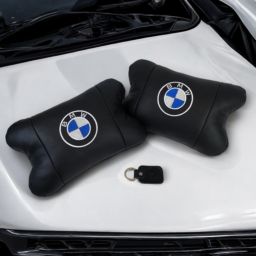 Набір автомобільних подушок з натуральної шкіри BMW фото