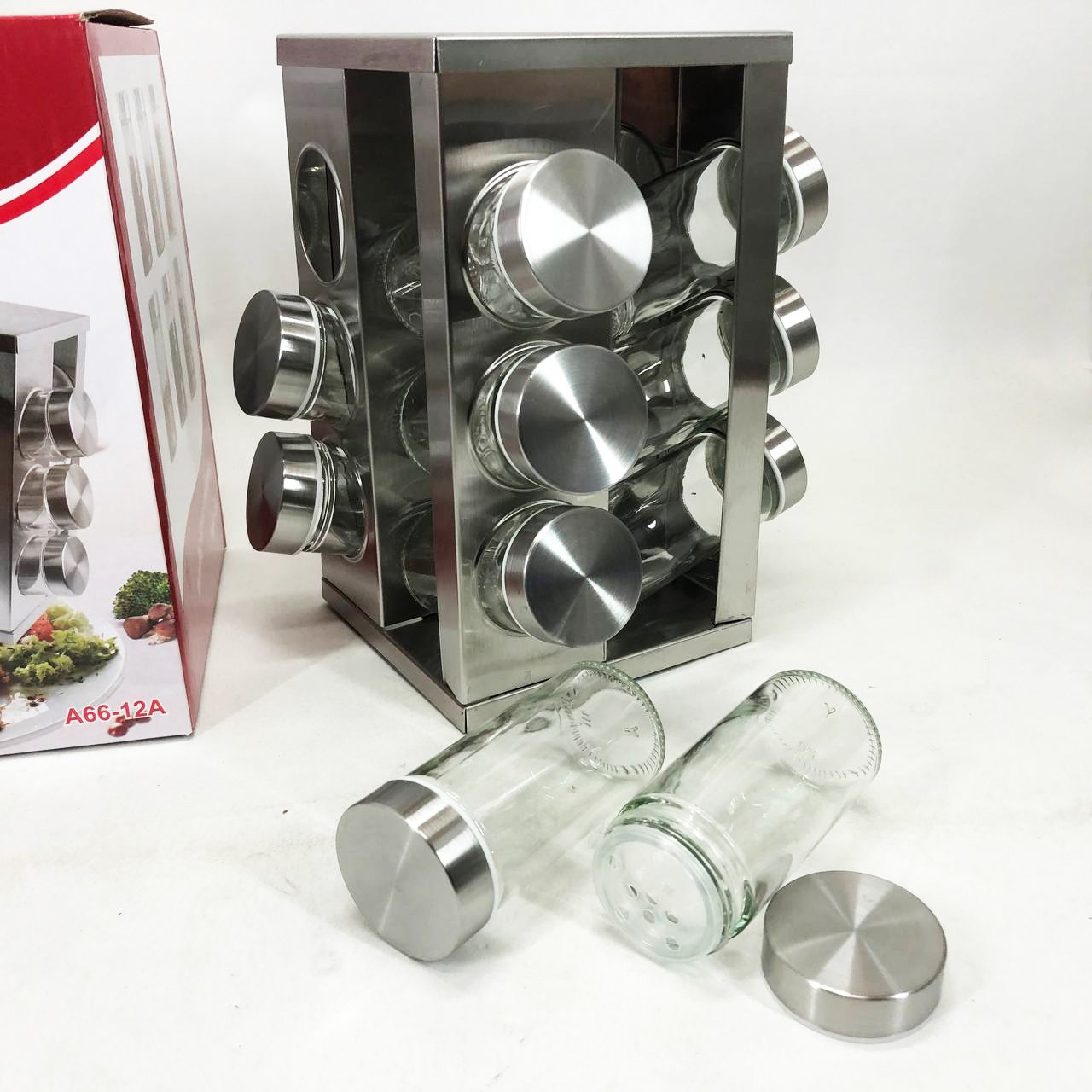 Набір ємностей для спецій на підставці UNIQUE 12 в 1 фото