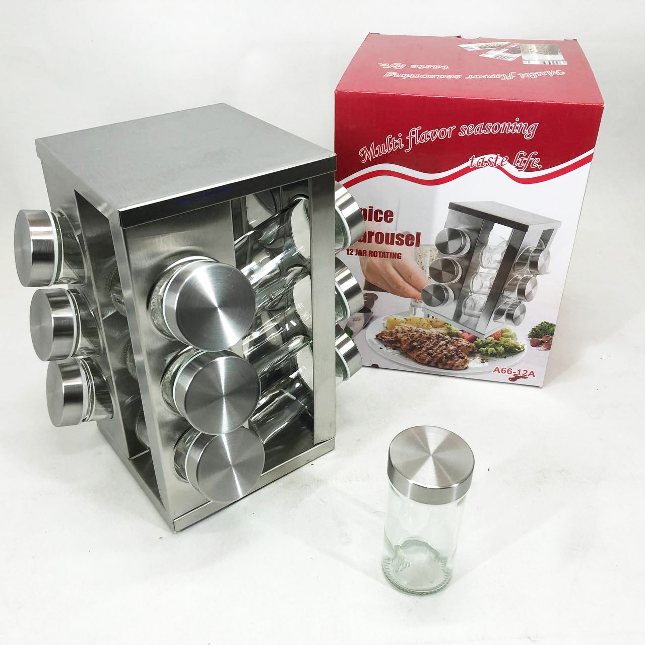 Набір ємностей для спецій на підставці UNIQUE 12 в 1 фото